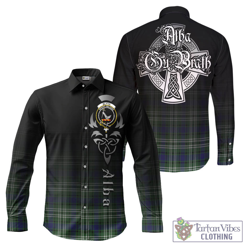 Blyth Tartan Long Sleeve Button Up Featuring Alba Gu Brath Family Crest Celtic Inspired - Tartan Vibes Clothing