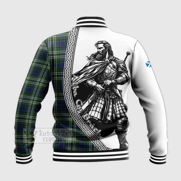 Blyth Tartan Clan Crest Baseball Jacket with Highlander Warrior Celtic Style - Tartan Vibes Clothing