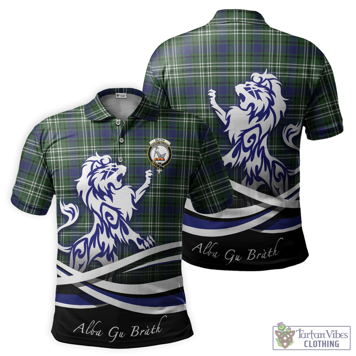 Blyth Tartan Polo Shirt with Alba Gu Brath Regal Lion Emblem - Tartan Vibes Clothing