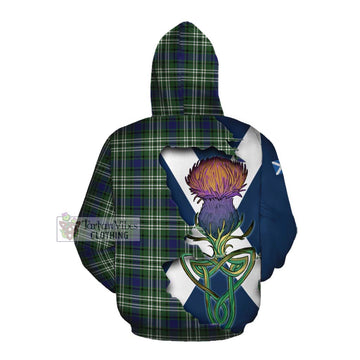 Blyth Tartan Family Crest Cotton Hoodie Scottish Thistle Celtic Inspired Pullover Hoodie - Tartan Vibes Clothing