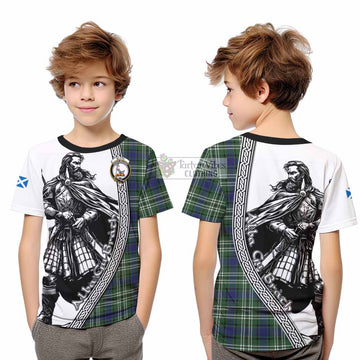 Blyth Tartan Clan Crest Kid T-Shirt with Highlander Warrior Celtic Style - Tartan Vibes Clothing