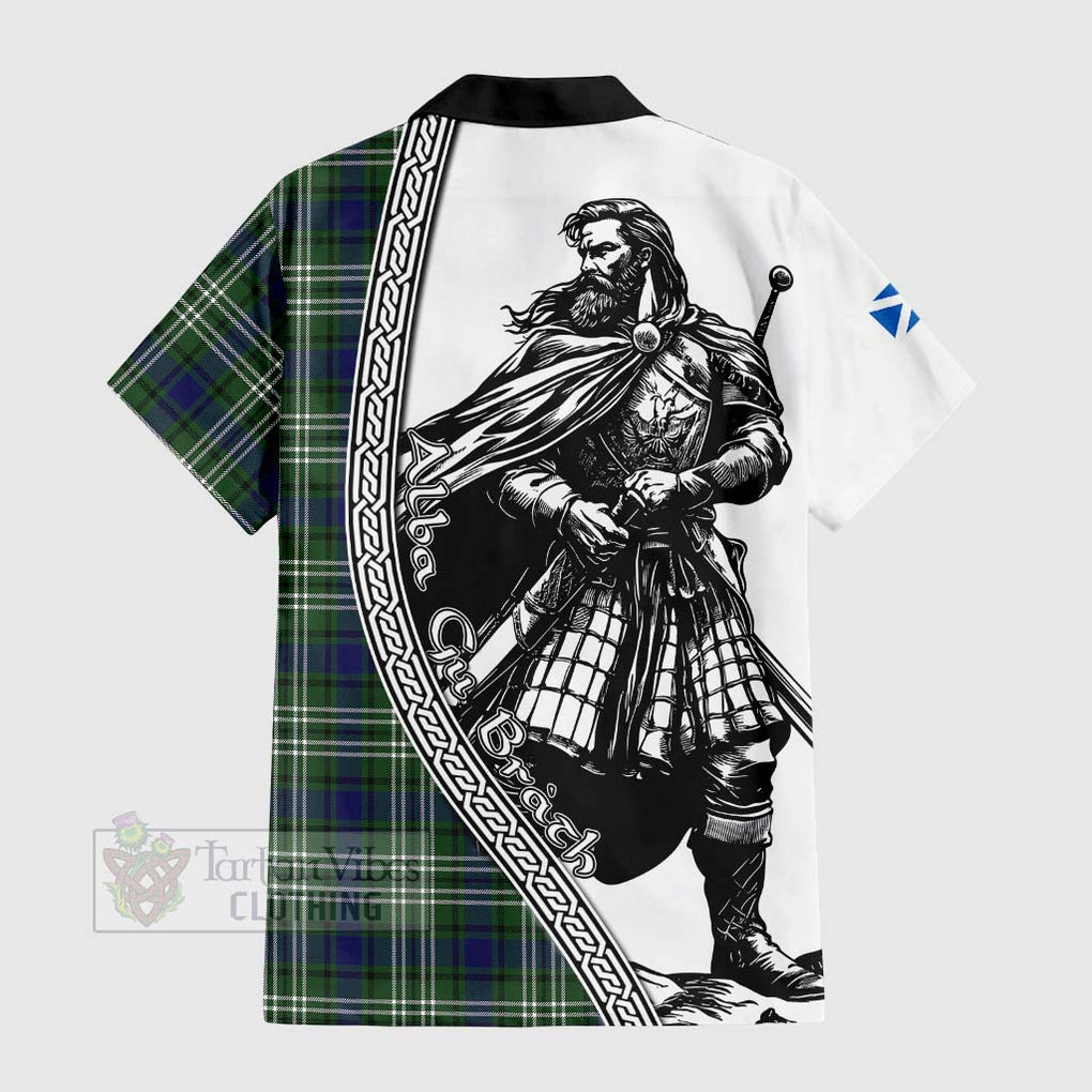 Blyth Tartan Clan Crest Hawaiian Shirt with Highlander Warrior Celtic Style - Tartan Vibes Clothing