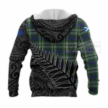 Blyth Crest Tartan Knitted Hoodie with New Zealand Silver Fern Half Style - Tartan Vibes Clothing