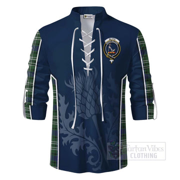 Blyth Tartan Ghillie Kilt Shirt with Family Crest and Scottish Thistle Vibes Sport Style - Tartan Vibes Clothing