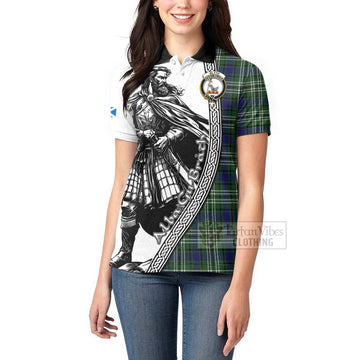 Blyth Tartan Clan Crest Women's Polo Shirt with Highlander Warrior Celtic Style - Tartan Vibes Clothing