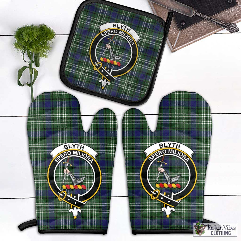 Blyth Tartan Combo Oven Mitt & Pot-Holder with Family Crest Black - Tartan Vibes Clothing