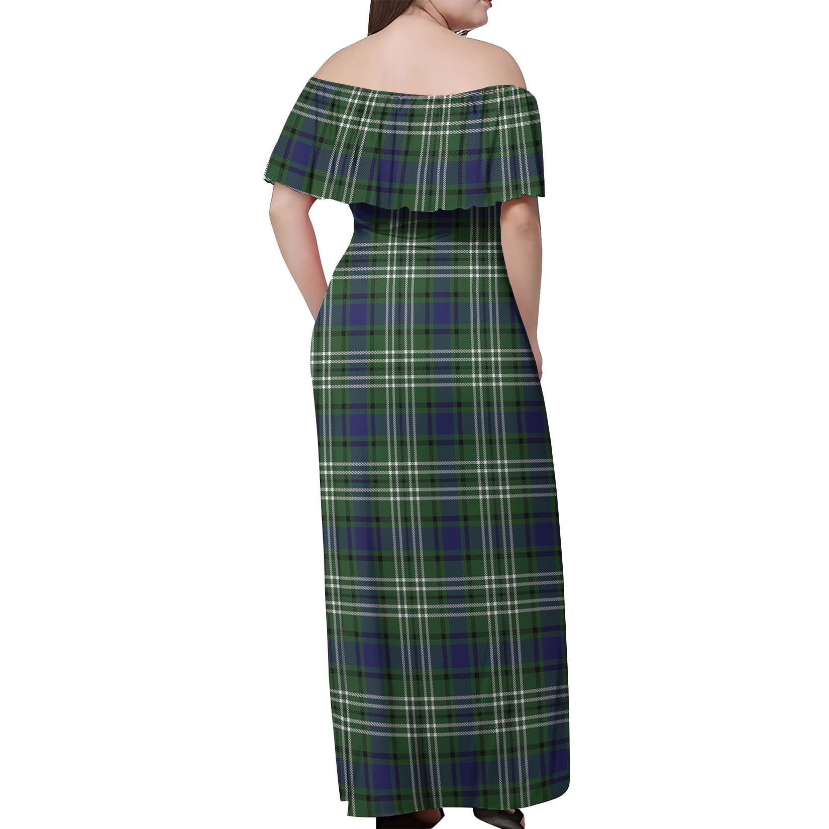 Blyth Tartan Off Shoulder Long Dress - Tartanvibesclothing