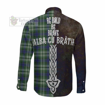Blyth Tartan Family Crest Long Sleeve Button Shirt Alba Gu Brath Be Brave Lion Ancient Style Men's Shirt - Tartan Vibes Clothing