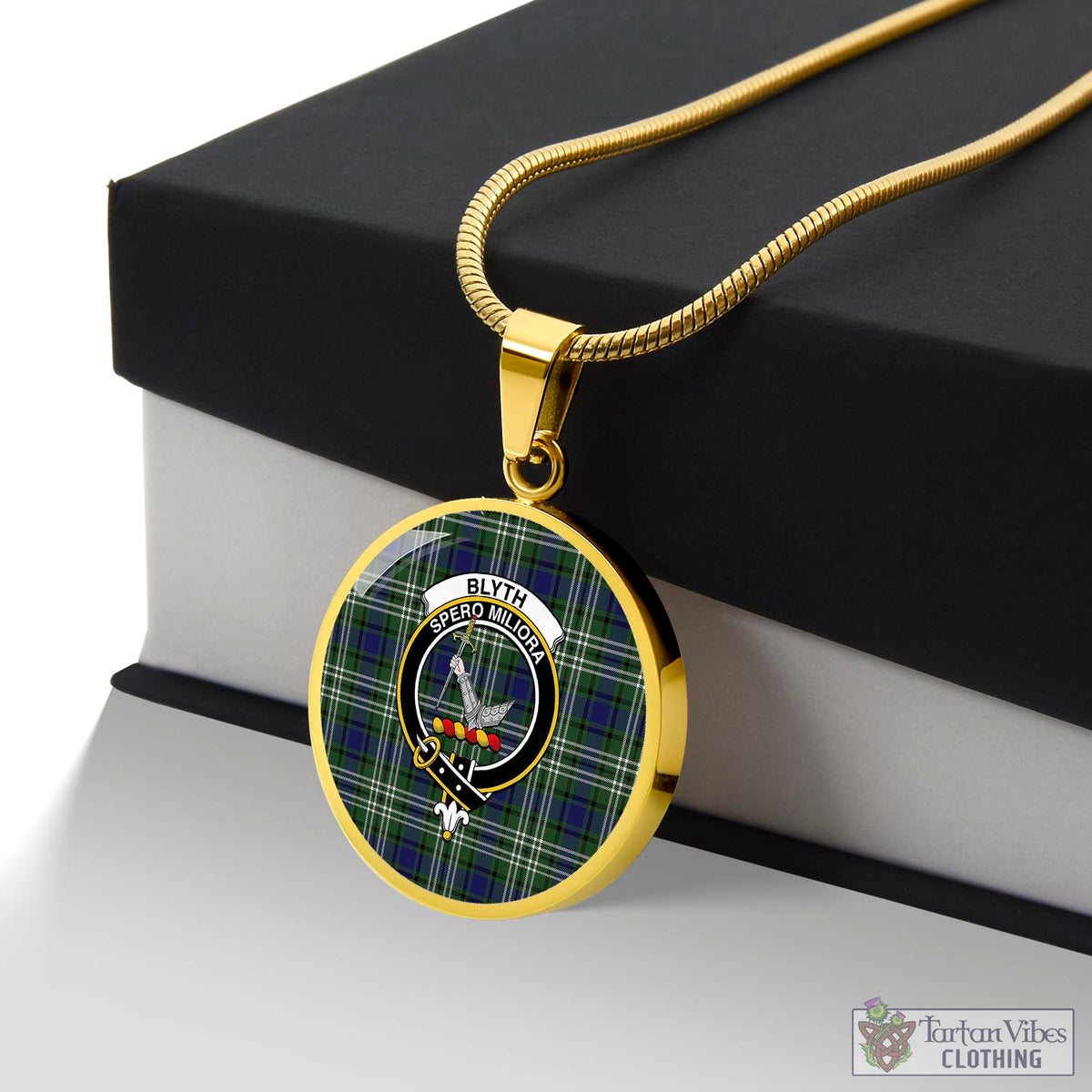 Blyth Tartan Circle Necklace with Family Crest Luxury Necklace (Gold) No - Tartan Vibes Clothing
