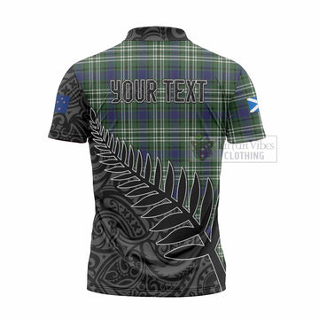 Blyth Crest Tartan Zipper Polo Shirt with New Zealand Silver Fern Half Style - Tartan Vibes Clothing