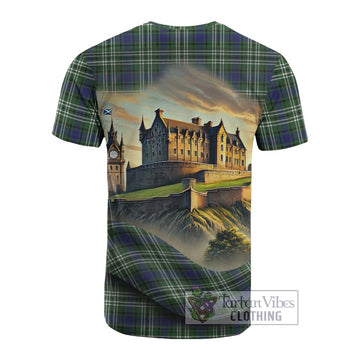 Blyth Tartan Family Crest Cotton T-shirt with Scottish Ancient Castle Style - Tartan Vibes Clothing