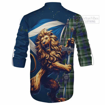 Blyth Tartan Family Crest Ghillie Kilt Shirt with Scottish Majestic Lion - Tartan Vibes Clothing