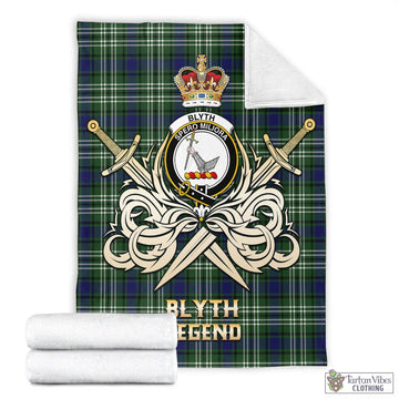 Blyth Tartan Blanket with Clan Crest and the Golden Sword of Courageous Legacy - Tartan Vibes Clothing