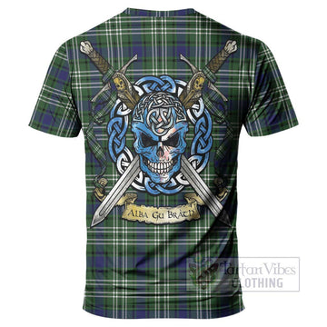 Blyth Tartan T-Shirt with Family Crest Celtic Skull Style - Tartan Vibes Clothing