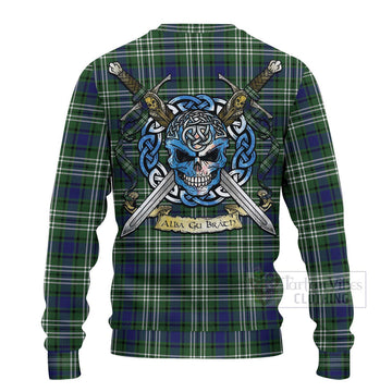 Blyth Tartan Ugly Sweater with Family Crest Celtic Skull Style - Tartan Vibes Clothing