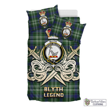Blyth Tartan Bedding Set with Clan Crest and the Golden Sword of Courageous Legacy - Tartan Vibes Clothing