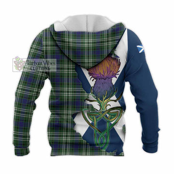Blyth Tartan Family Crest Knitted Hoodie Scottish Thistle Celtic Inspired - Tartan Vibes Clothing