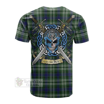 Blyth Tartan Cotton T-shirt with Family Crest Celtic Skull Style Men's Shirt - Tartan Vibes Clothing