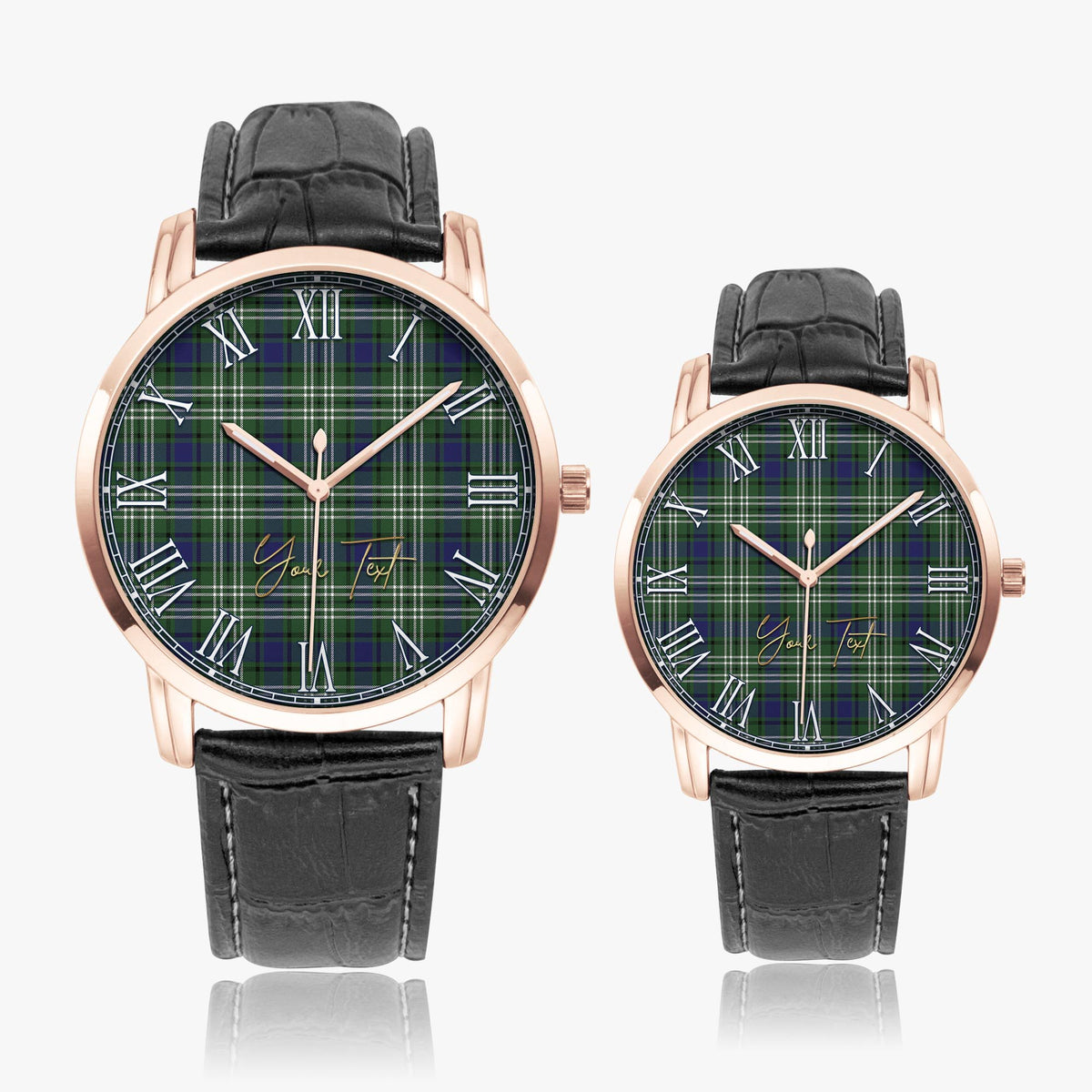 Blyth Tartan Personalized Your Text Leather Trap Quartz Watch - Tartan Vibes Clothing