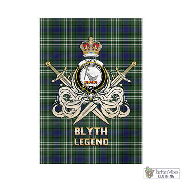 Blyth Tartan Garden Flag with Clan Crest and the Golden Sword of Courageous Legacy - Tartan Vibes Clothing