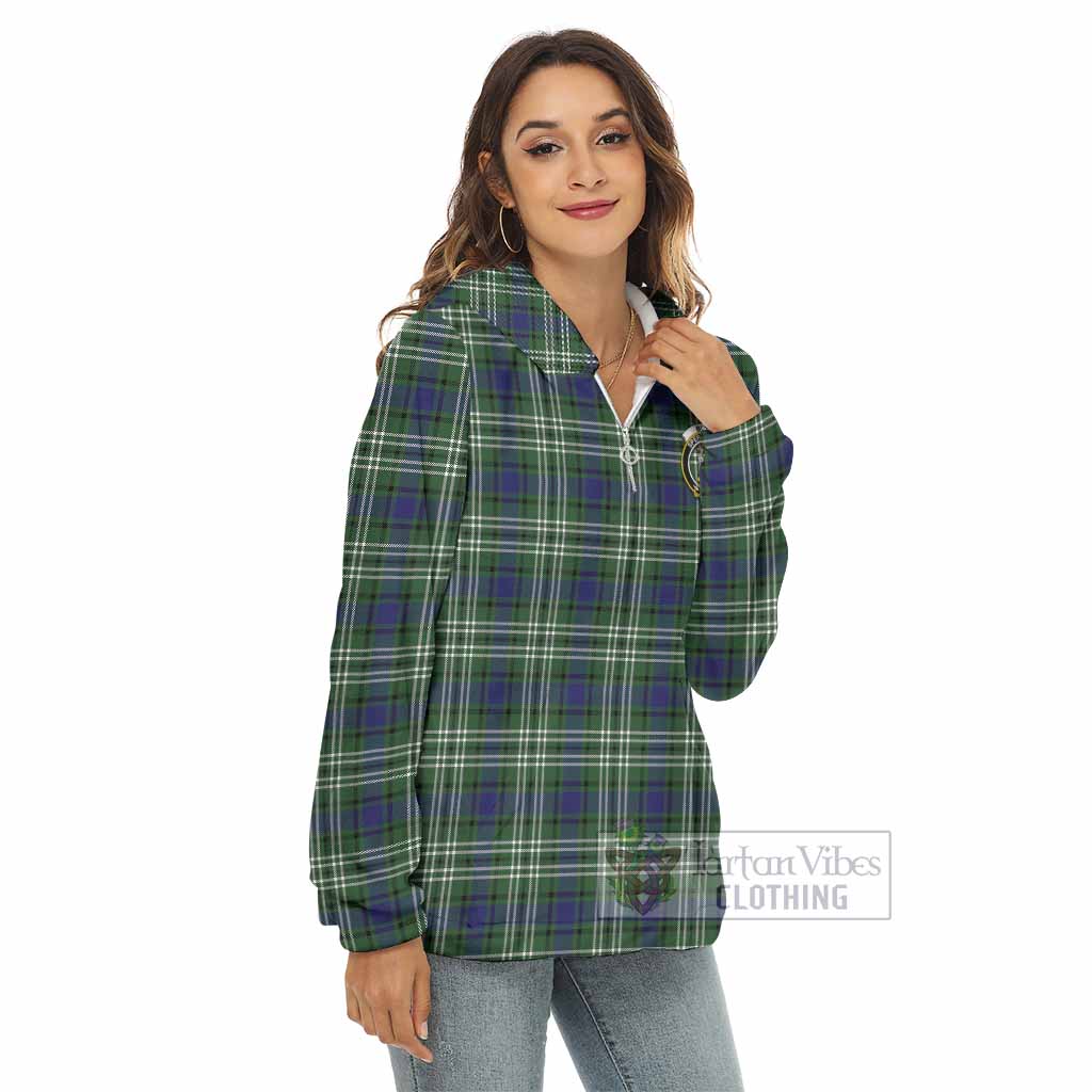 Blyth Tartan Women's Borg Fleece Hoodie with Half Zip with Family Crest - Tartan Vibes Clothing