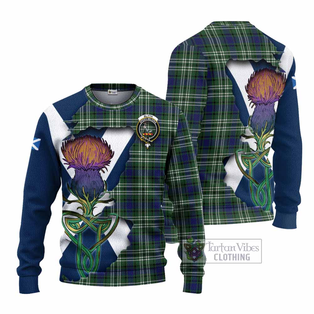 Blyth Tartan Family Crest Knitted Sweater Scottish Thistle Celtic Inspired - Tartan Vibes Clothing