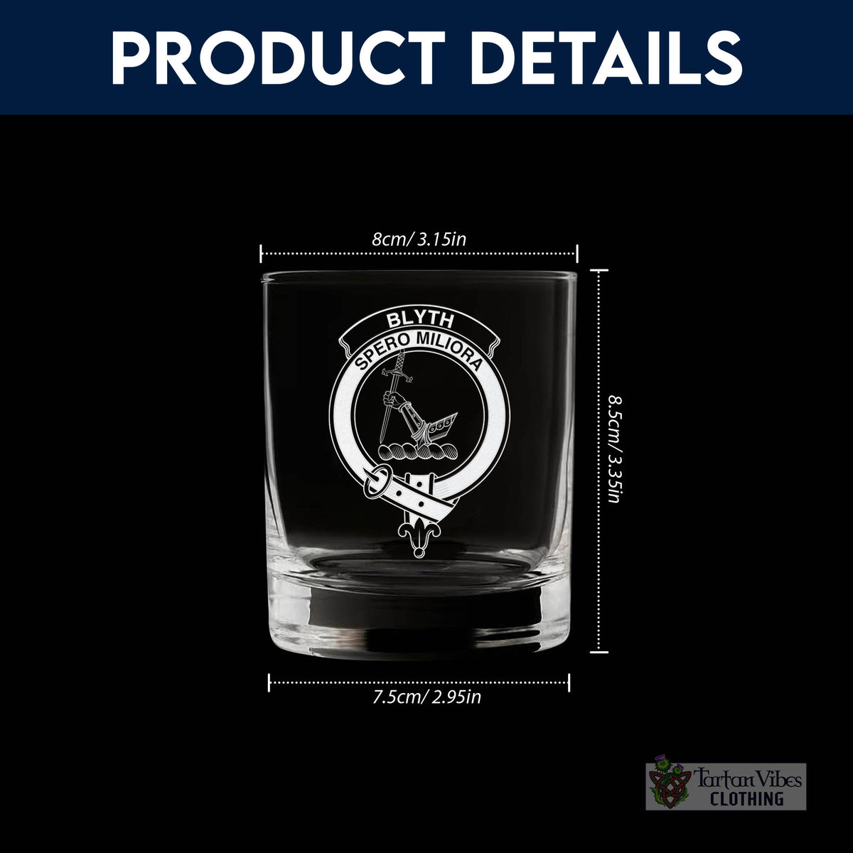 Blyth Clan Crest Engraved Whiskey Glass - 2D-tartanvibesclothing