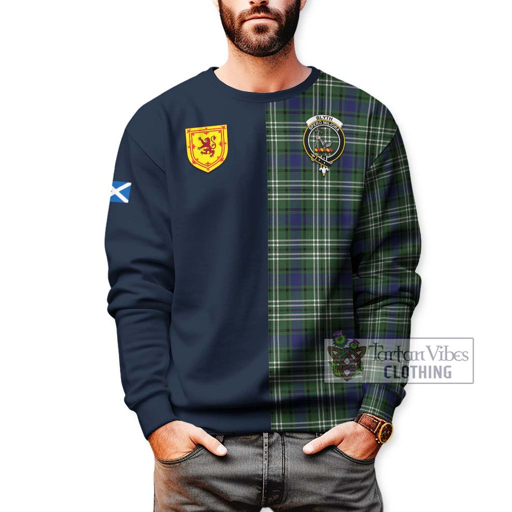 Blyth Tartan Sweatshirt Alba with Scottish Lion Royal Arm Half Style - Tartan Vibes Clothing