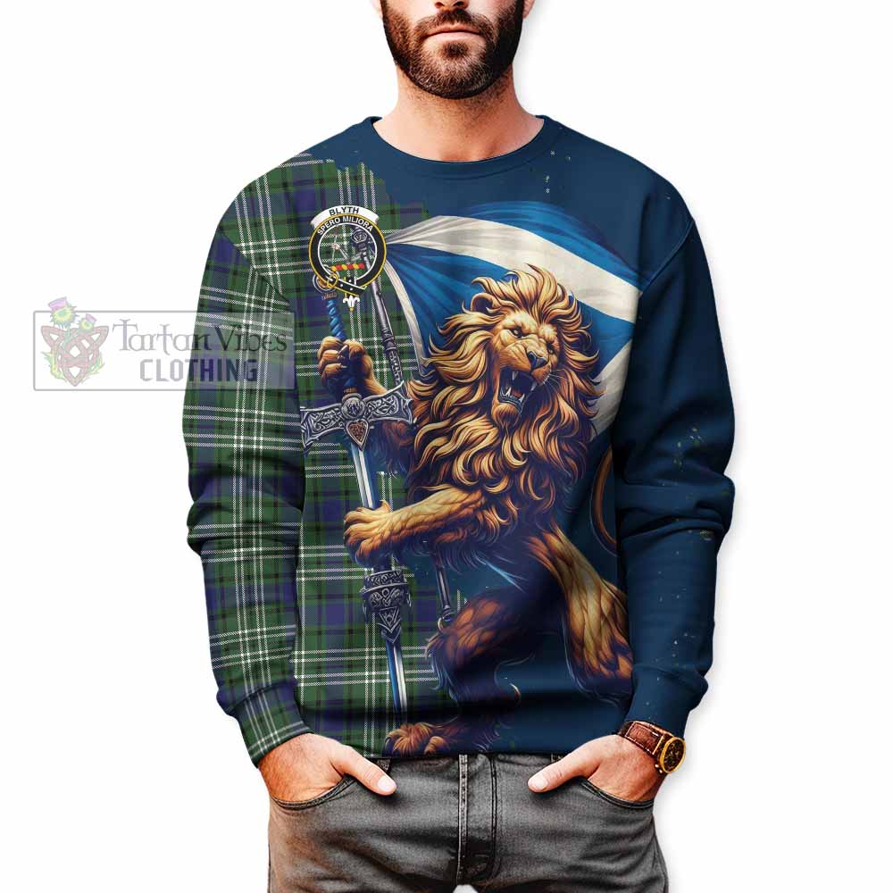 Blyth Tartan Family Crest Sweatshirt with Scottish Majestic Lion - Tartan Vibes Clothing