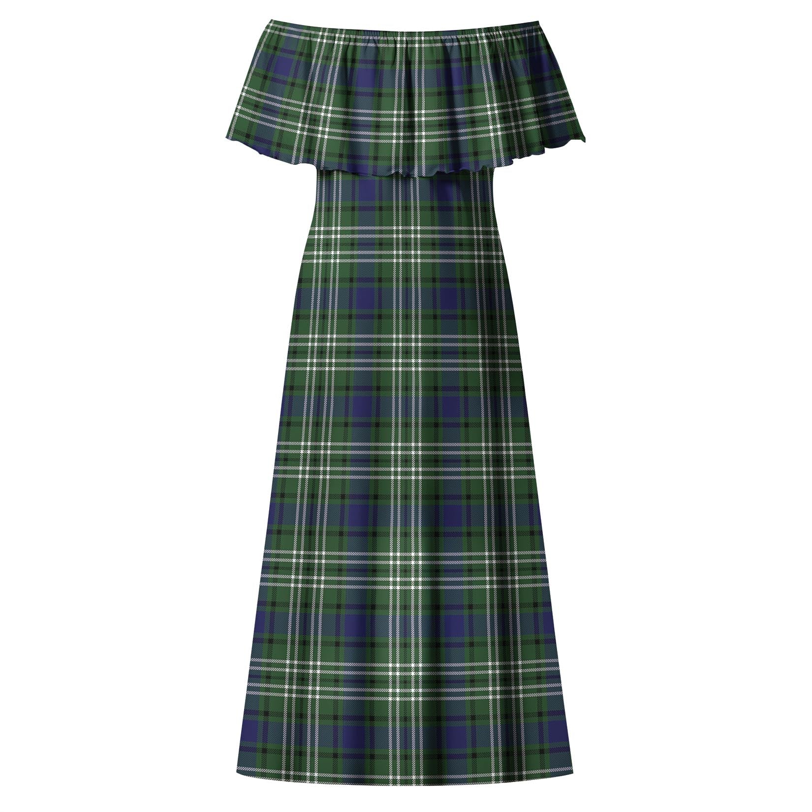 Blyth Tartan Off Shoulder Long Dress - Tartanvibesclothing