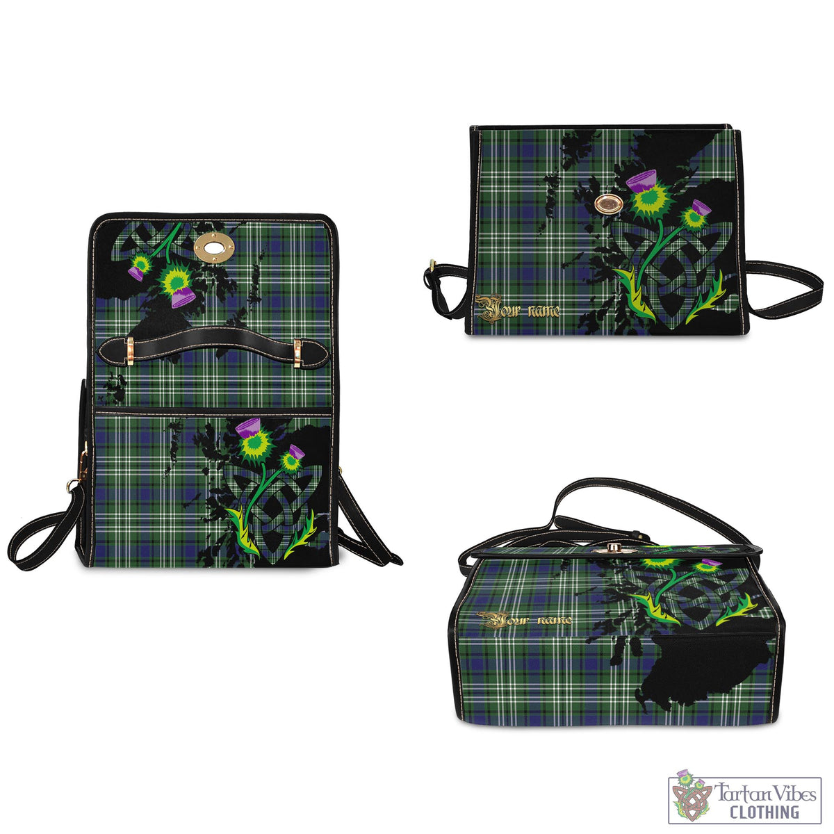 Blyth Tartan Waterproof Canvas Bag with Scotland Map and Thistle Celtic Accents - Tartan Vibes Clothing
