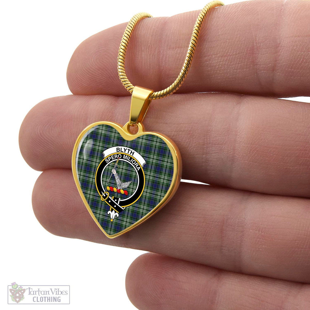 Blyth Tartan Heart Necklace with Family Crest - Tartan Vibes Clothing