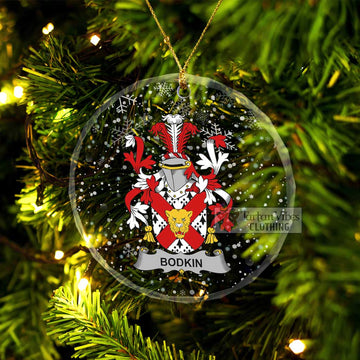 Bodkin Irish Clan Christmas Glass Ornament with Coat of Arms