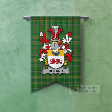Boland Irish Clan Tartan Gonfalon, Tartan Banner with Coat of Arms Fishtail - Tartan Vibes Clothing