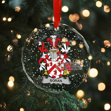 Boran Irish Clan Christmas Glass Ornament with Coat of Arms - 2D-tartanvibesclothing