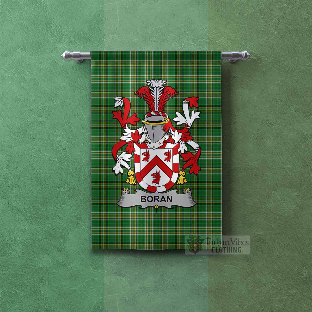 Boran Irish Clan Tartan Gonfalon, Tartan Banner with Coat of Arms Rectangle - Tartan Vibes Clothing