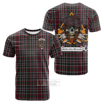 Borthwick Tartan Cotton T-shirt with Family Crest and Bearded Skull Holding Bottles of Whiskey Kid's Shirt - Tartan Vibes Clothing