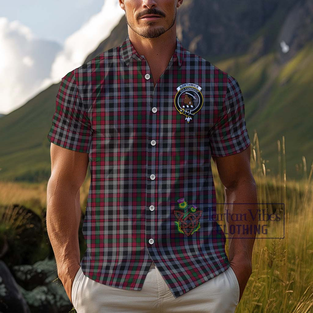 Borthwick Tartan Cotton Hawaiian Shirt with Family Crest Adult - Tartan Vibes Clothing