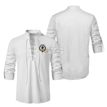 Borthwick Clan Crest Ghillie Kilt Shirt Men White - 2D-tartanvibesclothing