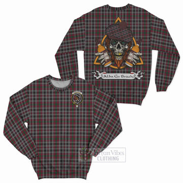 Borthwick Tartan Sweatshirt with Family Crest and Bearded Skull Holding Bottles of Whiskey Unisex - Tartan Vibes Clothing