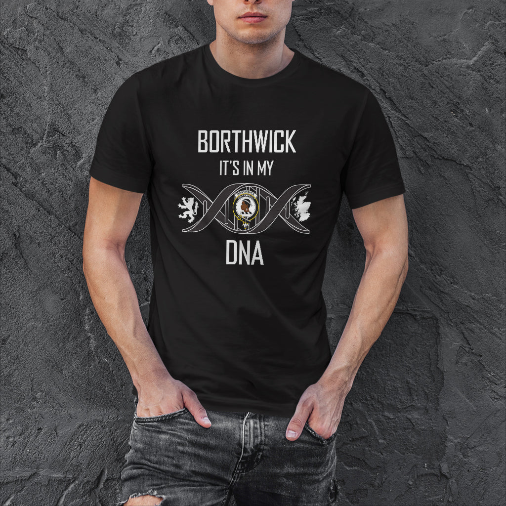 Borthwick Family Crest DNA In Me Mens T Shirt Black - Tartanvibesclothing