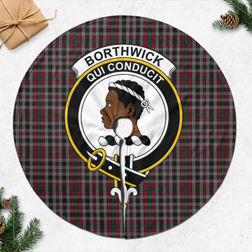 Borthwick Tartan Christmas Tree Skirt with Family Crest 47*47 inch - Tartan Vibes Clothing