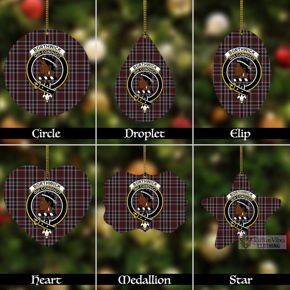 Tartan Vibes Clothing Borthwick Tartan Christmas Aluminium Ornament with Family Crest