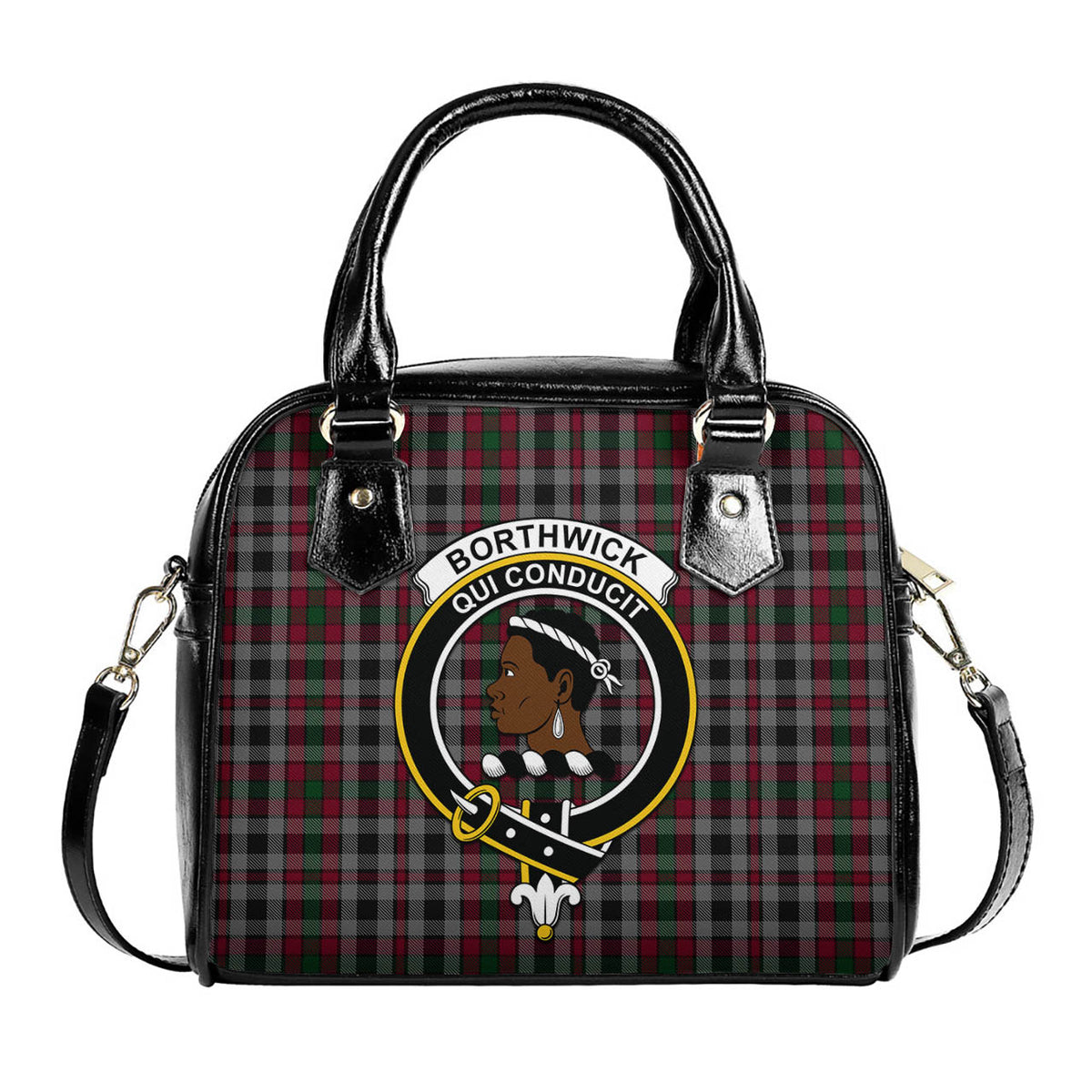 Borthwick Tartan Shoulder Handbags with Family Crest One Size 9*21*24 cm (3.54*8.27*9.45 inches) - Tartan Vibes Clothing