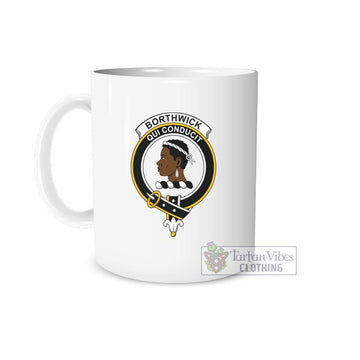 Borthwick Family Crest Ceramic Mug White - 2D-tartanvibesclothing