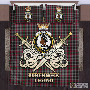 Borthwick Tartan Bedding Set with Clan Crest and the Golden Sword of Courageous Legacy UK Bedding Set - Tartan Vibes Clothing