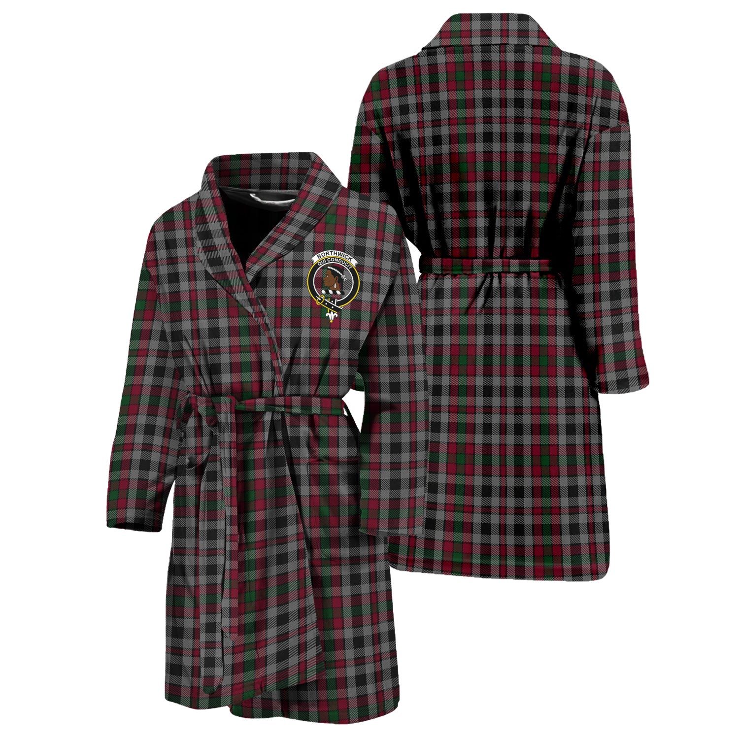 Borthwick Tartan Bathrobe with Family Crest Unisex S - Tartan Vibes Clothing