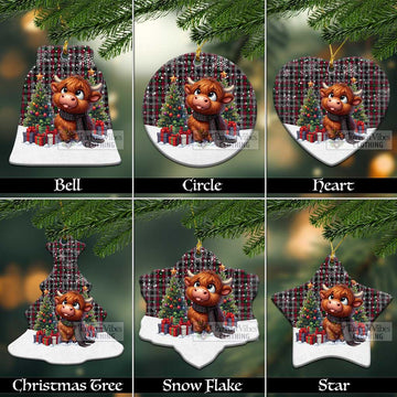 Borthwick Tartan Christmas Ceramic Ornament with Adorable Highland Coo