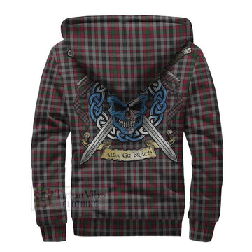 Borthwick Tartan Sherpa Hoodie with Family Crest Celtic Skull Style - Tartan Vibes Clothing