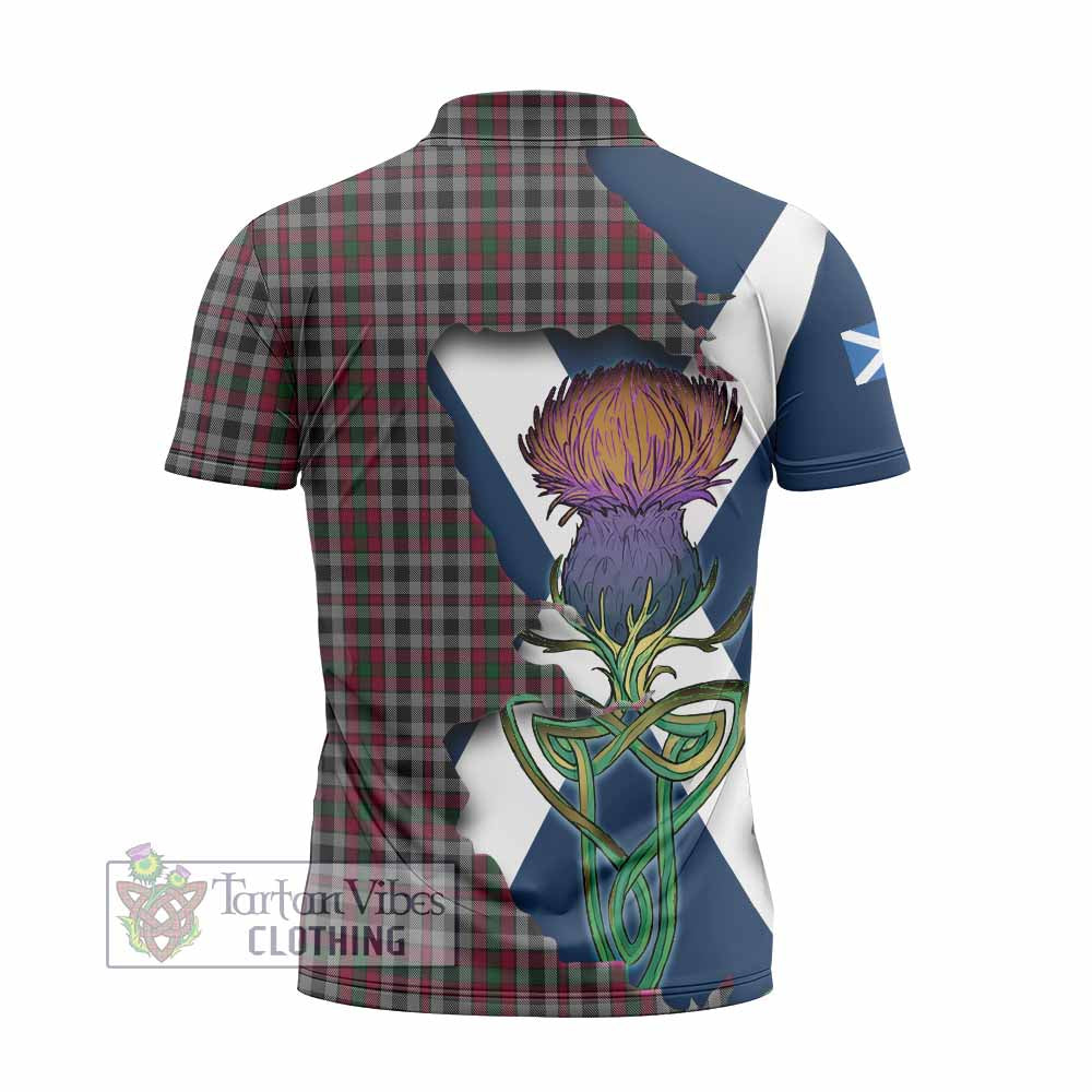 Borthwick Tartan Family Crest Zipper Polo Shirt Scottish Thistle Celtic Inspired - Tartan Vibes Clothing